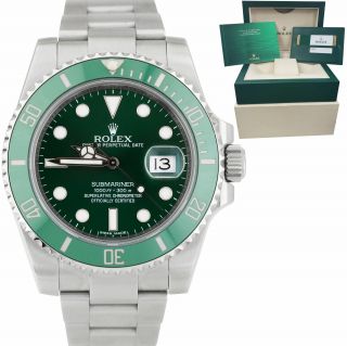 2014 Rolex Submariner Date Hulk 116610 Lv Stainless Green Ceramic 40mm Watch B,  P