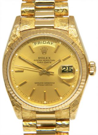 Rolex Day - Date President Florentine 18k Yellow Gold Mens 36mm Watch 18038