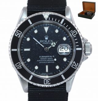 Tritium Rolex Submariner Date 16610 Stainless Steel Black Nato 40mm Dive Watch