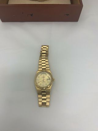 Rolex Day - Date 18k Yellow Gold Oysterquartz Quartz President Men ' s Watch 19018 3