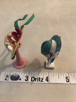 Package of 2 Dollhouse Miniature 1:12 Scale Wooden Hat With Hats Artisan Made 2