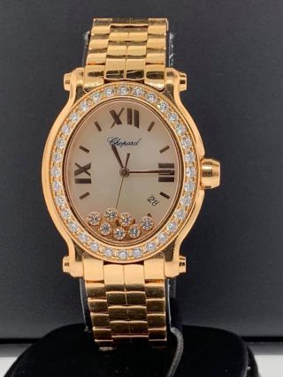 Chopard Happy Sport Oval Watch 18k Rose Gold Diamonds 30mm Ref.  275350 - 5004