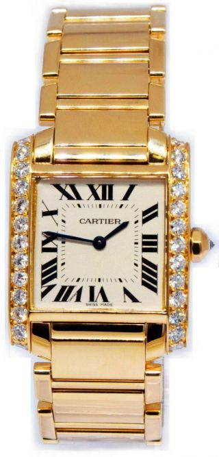 Cartier Tank Francaise 18k Yellow Gold & Diamond Ladies Watch 1821