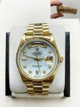 Rolex President Day Date 18038 Mop Diamond Dial 18k Yellow Gold