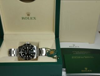 Huge Rolex Submarine Ceramic Bezel 114060 Box Tags Booklets Mens Watch