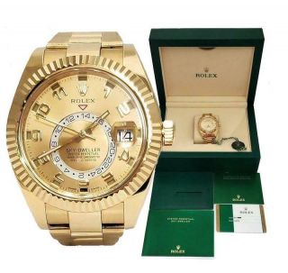 Rolex Sky Dweller Gmt 18k Gold Dual Time Watch 42mm 326938