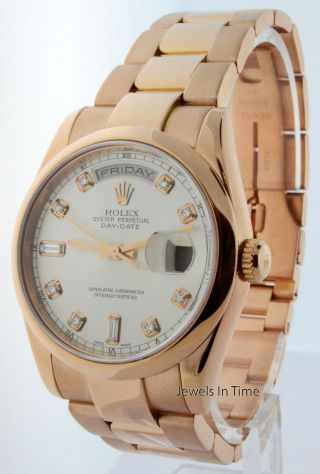 Rolex Day Date Mens 18k Rose Gold Diamond Dial Automatic Watch 118205 K 2