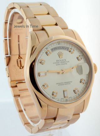 Rolex Day Date Mens 18k Rose Gold Diamond Dial Automatic Watch 118205 K 3