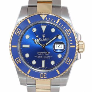 2016 BOX PAPERS Rolex Submariner Blue Ceramic 116613 Two Tone Gold Watch 2