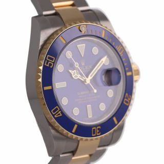 2016 BOX PAPERS Rolex Submariner Blue Ceramic 116613 Two Tone Gold Watch 3