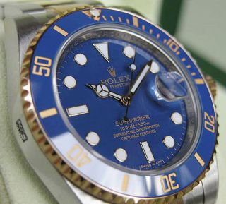 Rolex Submariner 116613 Mens Steel & Gold Blue Ceramic Bezel 40mm Blue Dial