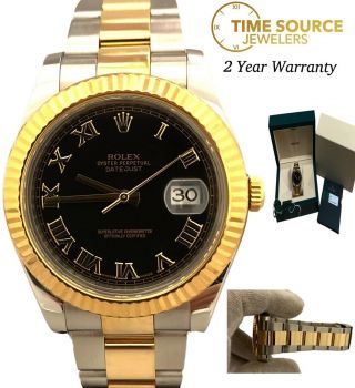 Rolex Datejust Ii 18k Yellow Gold & Steel Auto 41mm 116333 Box & Papers Watch
