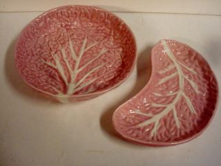 Set Of 2 Jf Olfaire Made In Portugal Pink Cabbage Serving Bowls