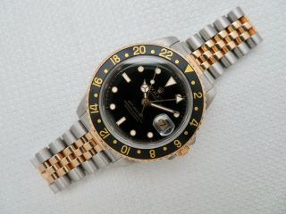 Mens Vintage 1991 Rolex Gmt Master Ii Wristwatch 18k/ss Ref: 16713 - 40 Mm
