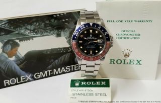 Vintage Rolex Gmt Master 16750 9 Mil Serial Quickset Running Mens Watch W Paper