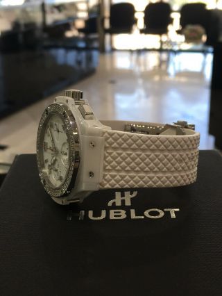 Hublot Big Bang White Ceramic Automatic Watch with Diamond Bezel Cond 3