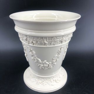 Antique Wedgewood Ivory Cache Pot Planter Vase 6 1/4”x 5 1/2” England Home Decor