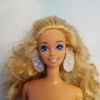 Barbie 1988 Movie Star Nude Superstar Face Blonde Curly Hair Tnt Doll Earrings