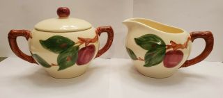 Vintage Franciscan Red Apple Creamer And Lidded Sugar Bowl,  Made In Usa