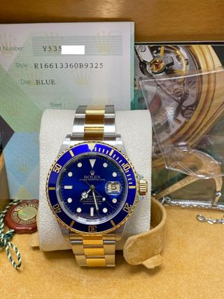 Rolex Submariner 16613 Blue Dial 18K Yellow Gold & Stainless Steel Box Papers 2