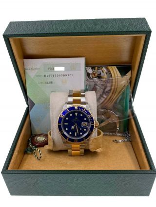 Rolex Submariner 16613 Blue Dial 18K Yellow Gold & Stainless Steel Box Papers 3
