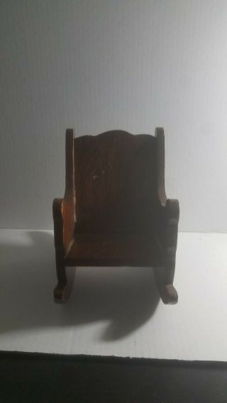 Small Brown Doll Rocking Chair Pre - owned. 3