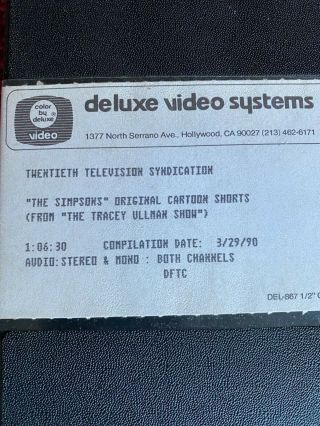 The Simpsons Shorts from Tracy Ullman Show VHS tape from Source Master 3