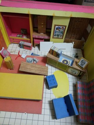Vintage Barbie Dream House Fold - Out Playset Mattel 1962 With Furniture