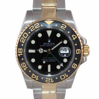 PAPERS Rolex GMT - Master 2 Ceramic 116713 Black Green Two Tone Steel Gold Watch 3