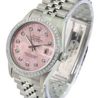 Rolex Men ' s Watch 36mm Datejust Stainless Steel Pink Diamond Diamond Bezel 2