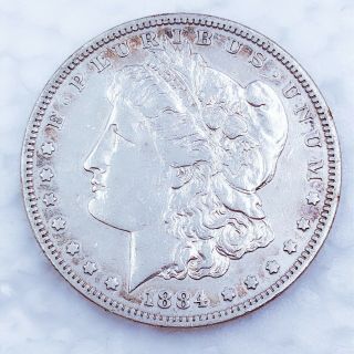1884 - S Au,  Morgan Silver Dollar 90 Silver $1 Coin Sk932