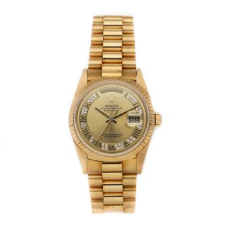 Rolex Day - Date Gold Auto 36mm Fluted Bezel President Bracelet Mens Watch 18238