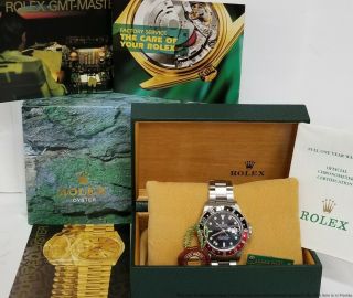 Mens Rolex Gmt Master Ii 16710 Coke Bezel Full Kit Box Papers Tags Steel Watch