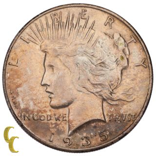 1935 - S Silver Peace Dollar $1 (about Uncirculated,  Au)
