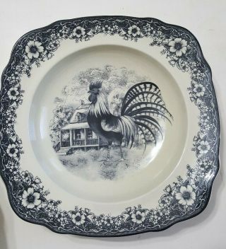 Tabletops Gallery William James Rooster Black Rimmed 9 " Bowl Rooster