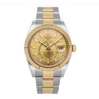 Rolex Sky - Dweller Auto 42mm Steel Gold Mens Oyster Bracelet Watch Gmt 326933