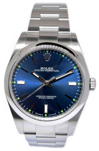 Rolex Oyster Perpetual 39 Steel Blue Dial Mens Watch Box/papers 2020 114300