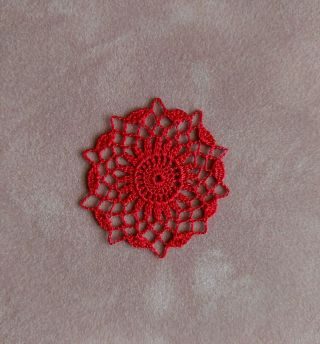 Dollhouse Miniature Round Red Crochet Doily 1:12 Scale