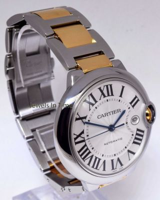 Cartier Ballon Bleu 42mm 18k Yellow Gold & Steel Mens Automatic Watch 3001 3