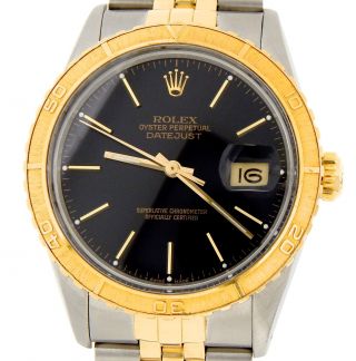 Rolex Datejust 2tone 18k Gold & Steel Thunderbird Turn - O - Graph Watch Black 16253