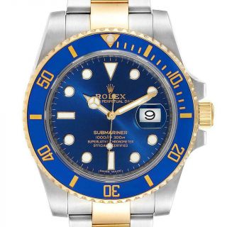 Rolex Submariner Steel 18k Yellow Gold Blue Dial Watch 116613