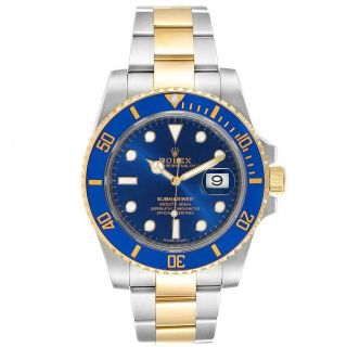Rolex Submariner Steel 18K Yellow Gold Blue Dial Watch 116613 2