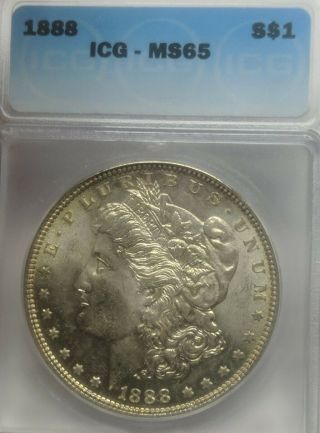 1888 - P Morgan Silver Dollar Icg Ms65 Lite Golden Toned Beauty