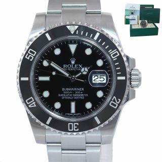 2016 Papers Rolex Submariner Date 116610 Steel Black Dive Ceramic Watch Box