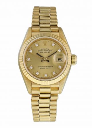 Rolex Datejust Diamond Dial 69178 Yellow Gold Ladies Watch