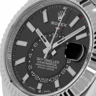 Rolex Sky - Dweller Stainless Steel Fluted Bezel Black Dial 42MM Watch 326934 3