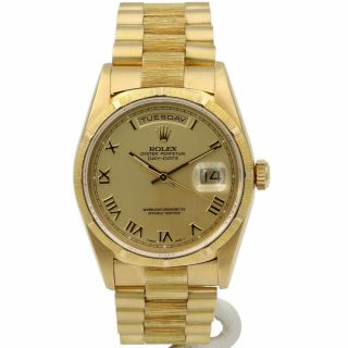 Rolex Oyster Perpetual Day - Date 36 / 18k Yellow Gold Chrono Certified Nr 8255