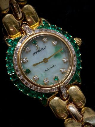 Bertolucci Lady 18k Yg Diamonds And Emeralds Ladies Watch - $200k Apr W/ ✓