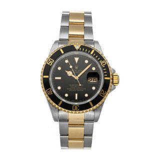 Rolex Submariner Auto 40mm Steel Yellow Gold Mens Oyster Bracelet Watch 16613