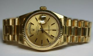 1988 Rolex President Day - Date 18038 18k Yellow Gold Stick Dial 36mm 3